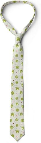 Lunarable Men's Tie, Frog Prince on Dotted Heart, Necktie, 3.7", White Green in Saudi Arabia
