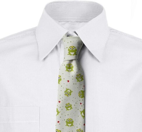 Lunarable Men's Tie, Frog Prince on Dotted Heart, Necktie, 3.7", White Green in Saudi Arabia