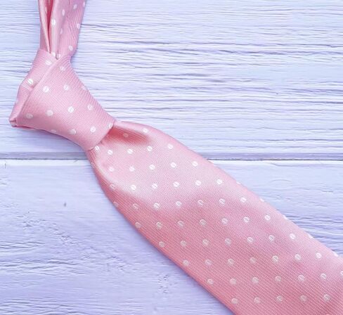 Mens Tie Standard Length 3.35''x58'' Pink White Polka Dot Ties For Men Formal Event Necktie With Gift Box in Saudi Arabia