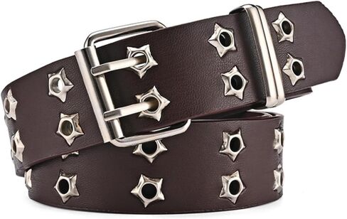 Y2k Punk Belt for Women Men Jeans Y2k Accessories Star Double Buckle PU Leather Belt Fashion Goth Emo Grunge Clothes in Saudi Arabia