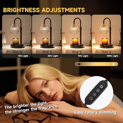 Candle Warmer Lamp, Black Metal, Crystal Glass Shade, Electric Candle Melter with Adjustable Gooseneck, Smoke-Free Safe Design for Home in Saudi Arabia