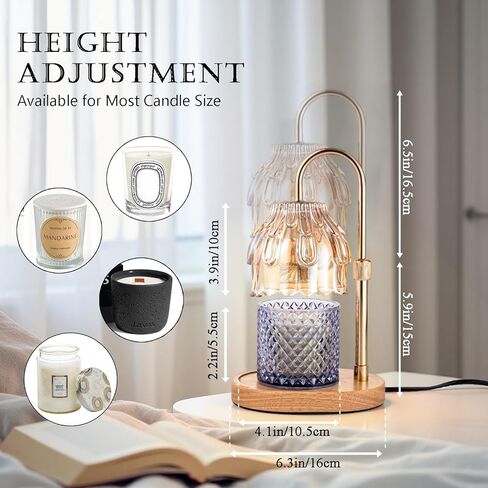 Candle Warmer Lamp with Timer - Height Adjustable Dimmable Table Lights No Flame Heat Melt Wax - House Warming Gifts, Birthday Present for Women, (Champagne) in Saudi Arabia