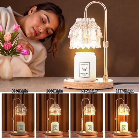 Candle Warmer Lamp with Timer - Height Adjustable Dimmable Table Lights No Flame Heat Melt Wax - House Warming Gifts, Birthday Present for Women, (Champagne) in Saudi Arabia