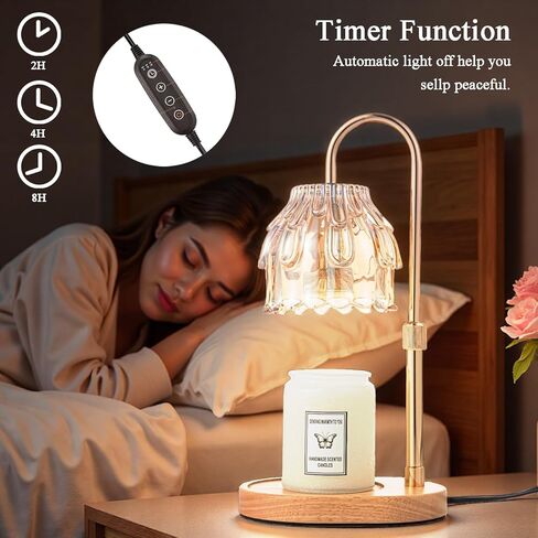 Candle Warmer Lamp with Timer - Height Adjustable Dimmable Table Lights No Flame Heat Melt Wax - House Warming Gifts, Birthday Present for Women, (Champagne) in Saudi Arabia