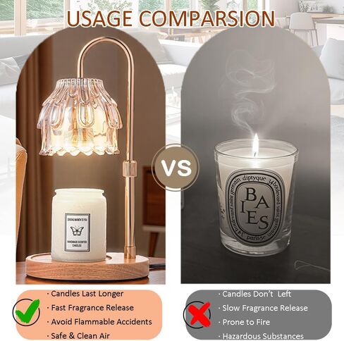 Candle Warmer Lamp with Timer - Height Adjustable Dimmable Table Lights No Flame Heat Melt Wax - House Warming Gifts, Birthday Present for Women, (Champagne) in Saudi Arabia