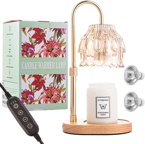 Candle Warmer Lamp with Timer - Height Adjustable Dimmable Table Lights No Flame Heat Melt Wax - House Warming Gifts, Birthday Present for Women, (Champagne) in Saudi Arabia