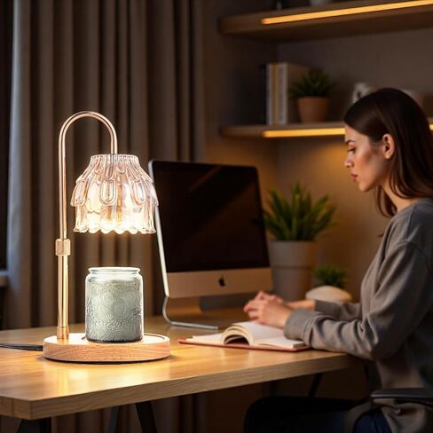Candle Warmer Lamp with Timer - Height Adjustable Dimmable Table Lights No Flame Heat Melt Wax - House Warming Gifts, Birthday Present for Women, (Champagne) in Saudi Arabia