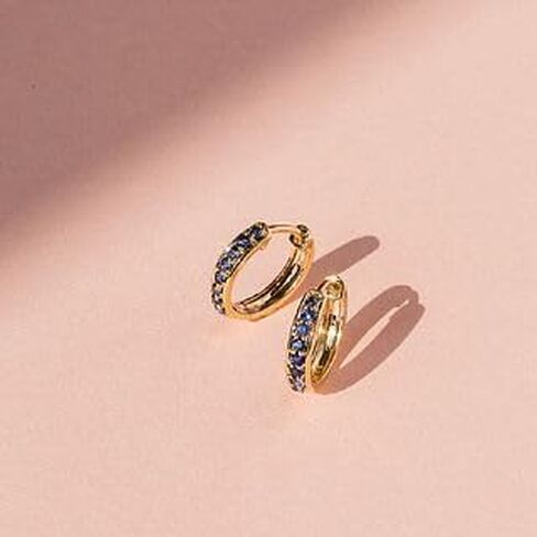 أقراط جميلة من الذهب الأصفر عيار 14 قيراط من الفضة الإسترليني عيار 925 2.00 قيراط والماس الأزرق والياقوت in Kuwait