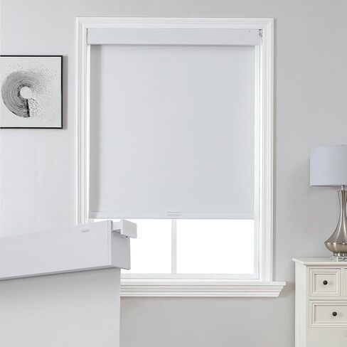 Joydeco No Drill Blackout Shades, Free-Stop Cordless Roller Shades, UV Protection, Thermal Insulated Blinds for Indoor Windows, Easy Install Window Blinds for Home and Office (White, 72" W x 75" H) in Saudi Arabia