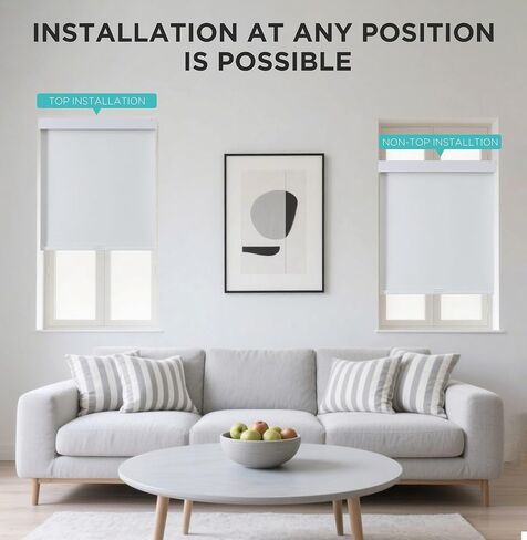 Joydeco No Drill Blackout Shades, Free-Stop Cordless Roller Shades, UV Protection, Thermal Insulated Blinds for Indoor Windows, Easy Install Window Blinds for Home and Office (White, 72" W x 75" H) in Saudi Arabia