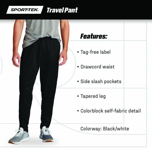 بنطلون سفر للجنسين من SPORT-TEK | بنطال رياضي خفيف الوزن للرجال والنساء، بنطال رياضي بأرجل مدببة للصالة الرياضية واليوجا والجري in Kuwait