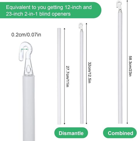 2Pair Detachable Blind Wand Plastic Blind Rods 24 Inches Blinds Tilt Wand (After Combination) Window Wands Replacement with Hook Curtain Opener Stick Vertical Blinds Parts for Window Shades in Saudi Arabia