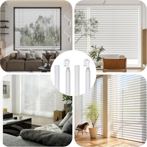 2Pair Detachable Blind Wand Plastic Blind Rods 24 Inches Blinds Tilt Wand (After Combination) Window Wands Replacement with Hook Curtain Opener Stick Vertical Blinds Parts for Window Shades in Saudi Arabia