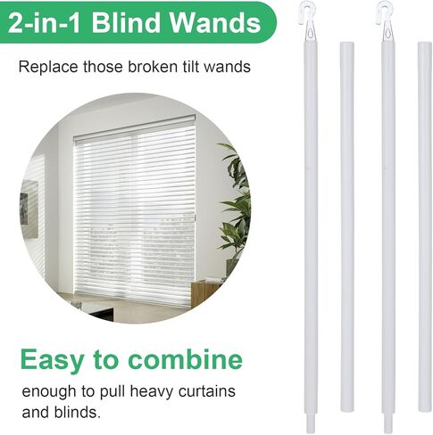 2Pair Detachable Blind Wand Plastic Blind Rods 24 Inches Blinds Tilt Wand (After Combination) Window Wands Replacement with Hook Curtain Opener Stick Vertical Blinds Parts for Window Shades in Saudi Arabia