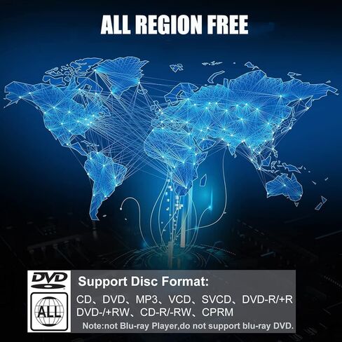 مشغل CeIhoit Mini HD DVD ، مشغلات الأقراص المضغوطة للمنزل ، مشغلات DVD للتلفزيون ، HDMI و RCA Cable ، UP-Convert to HD 1080p ، جميع المنطقة ، ذاكرة نقطة التوقف ، PAL/NTSC المدمجة ، USB 2.0 in Kuwait