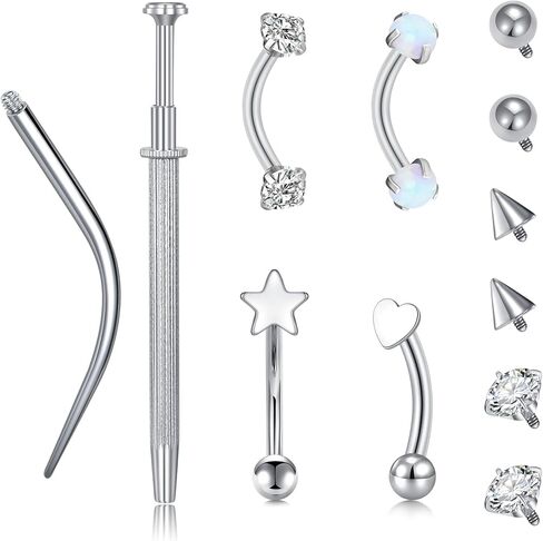 VCMART 16g Rook Earring Piercing Jewelry Stainless Steel Curved Barbell Ear Rook Daith Surface Tragus Eyebrow Rings Piercing Jewelry Vertical Labret Lip Jewelry Small Belly Button Ring for Women Men in Saudi Arabia