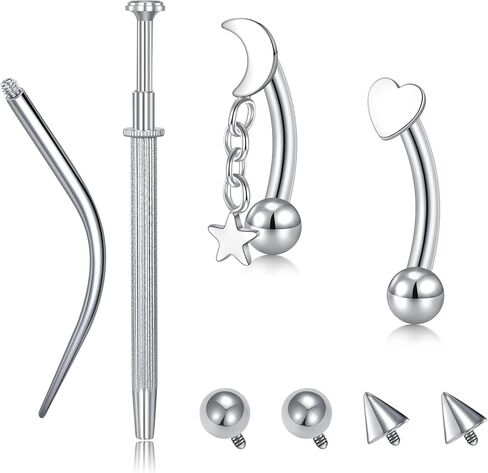 VCMART 16g Rook Earring Piercing Jewelry Stainless Steel Curved Barbell Ear Rook Daith Surface Tragus Eyebrow Rings Piercing Jewelry Vertical Labret Lip Jewelry Small Belly Button Ring for Women Men in Saudi Arabia