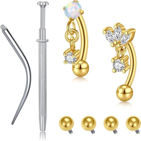 VCMART 16g Rook Earring Piercing Jewelry Stainless Steel Curved Barbell Ear Rook Daith Surface Tragus Eyebrow Rings Piercing Jewelry Vertical Labret Lip Jewelry Small Belly Button Ring for Women Men in Saudi Arabia
