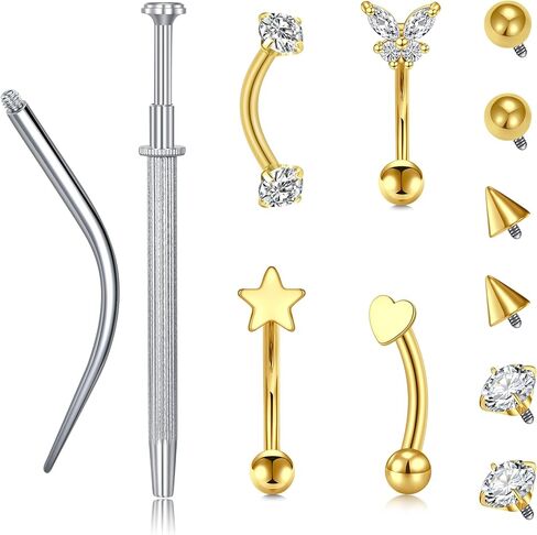VCMART 16g Rook Earring Piercing Jewelry Stainless Steel Curved Barbell Ear Rook Daith Surface Tragus Eyebrow Rings Piercing Jewelry Vertical Labret Lip Jewelry Small Belly Button Ring for Women Men in Saudi Arabia