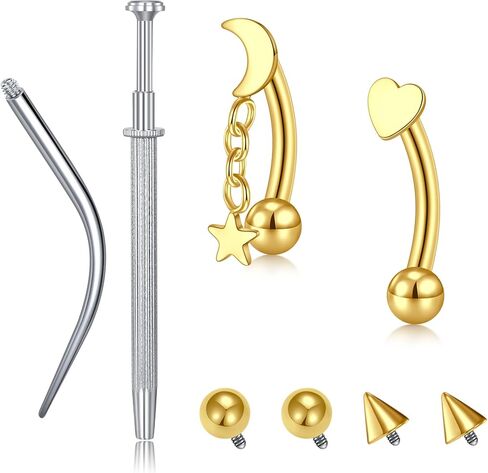 VCMART 16g Rook Earring Piercing Jewelry Stainless Steel Curved Barbell Ear Rook Daith Surface Tragus Eyebrow Rings Piercing Jewelry Vertical Labret Lip Jewelry Small Belly Button Ring for Women Men in Saudi Arabia