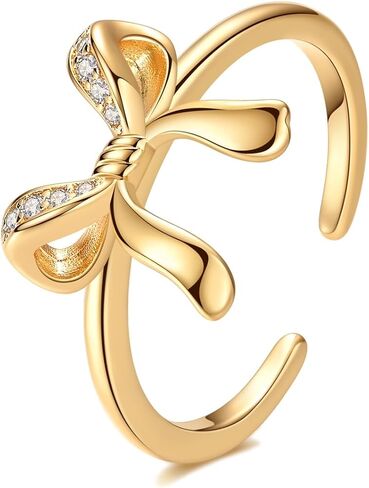 Hapour Adjustable Bow Ring for Women S925 Sterling Silver Stackable Open Eternity Band CZ Knot Rings in Saudi Arabia