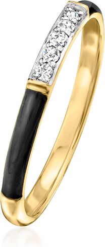 Ross-Simons Black Enamel and Diamond Ring in 18kt Gold Over Sterling in Saudi Arabia