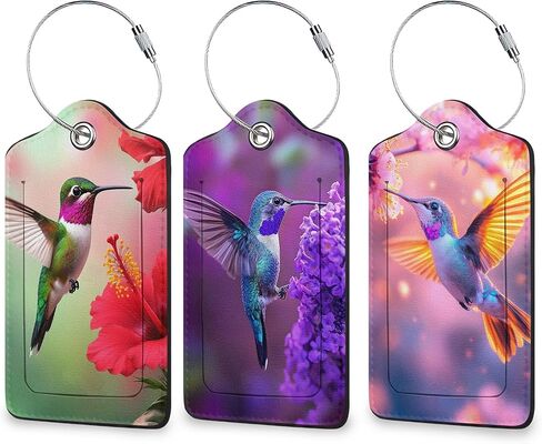 Colorful Compass 3 Pack Luggage Tag for Suitcase, Leather Bag Tags with Privacy Cover ID Label and Durable Steel Loop for Cruise Airport Travel in Saudi Arabia