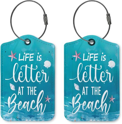 Beach Ocean Summer Luggage Tags for Suitcases, Cute Travel Personalized Suitcase Luggage Tags for Women Teen Girls Children, 2 Pack Bag Tags Traveling Leather Luggage Accessories in Saudi Arabia