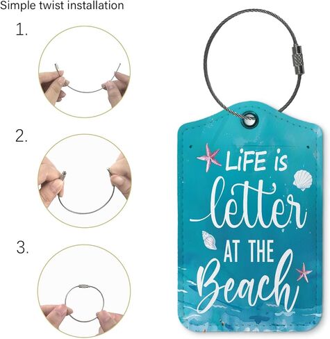 Beach Ocean Summer Luggage Tags for Suitcases, Cute Travel Personalized Suitcase Luggage Tags for Women Teen Girls Children, 2 Pack Bag Tags Traveling Leather Luggage Accessories in Saudi Arabia