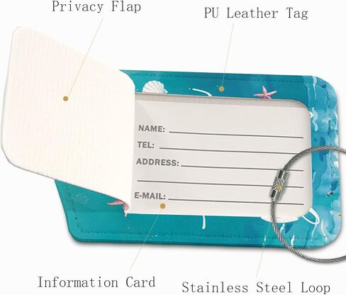Beach Ocean Summer Luggage Tags for Suitcases, Cute Travel Personalized Suitcase Luggage Tags for Women Teen Girls Children, 2 Pack Bag Tags Traveling Leather Luggage Accessories in Saudi Arabia