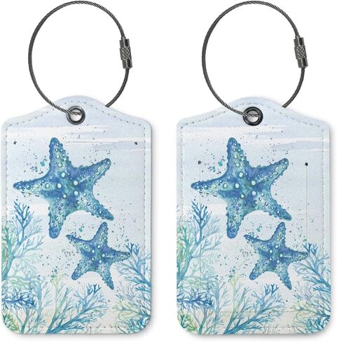 Beach Ocean Summer Luggage Tags for Suitcases, Cute Travel Personalized Suitcase Luggage Tags for Women Teen Girls Children, 2 Pack Bag Tags Traveling Leather Luggage Accessories in Saudi Arabia