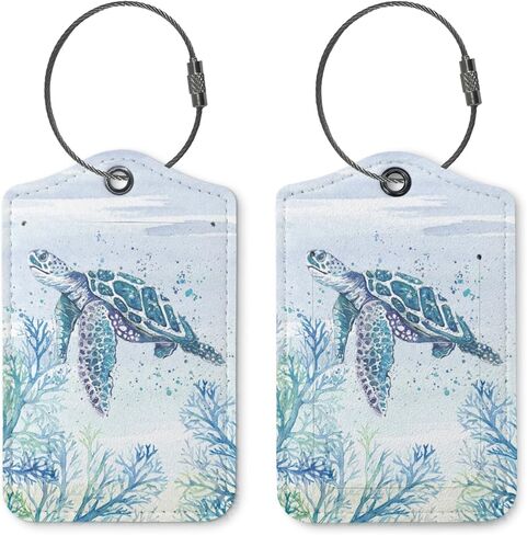 Beach Ocean Summer Luggage Tags for Suitcases, Cute Travel Personalized Suitcase Luggage Tags for Women Teen Girls Children, 2 Pack Bag Tags Traveling Leather Luggage Accessories in Saudi Arabia