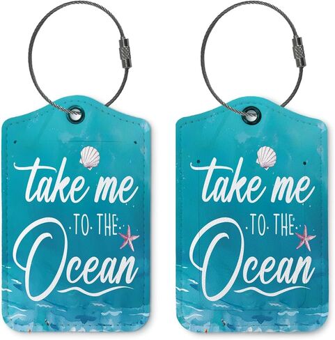 Beach Ocean Summer Luggage Tags for Suitcases, Cute Travel Personalized Suitcase Luggage Tags for Women Teen Girls Children, 2 Pack Bag Tags Traveling Leather Luggage Accessories in Saudi Arabia