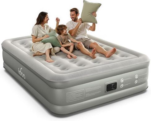Idoo Queen Air Matress مع مضخة مبنية ، 18 مرتبة مرتفعة مرتفعة ، تم ترقيتها من أربع مرتبة في الهواء ، مرتبة قابلة للنفخ للضيوف والمنزل ، كولشون قابلة للتخفيف ، سرير جوي ، 650 رطلاً كحد أقصى in Kuwait