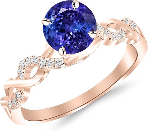 1.63 Carat 14K White Gold Twisting Infinity Gold and Diamond Split Shank Pave Set Diamond Engagement Ring with a 1.5 Carat Natural Tanzanite Center (Heirloom Quality) in Saudi Arabia