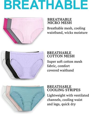 Fruit of the Loom Women's Signature Low Rise Briefs 8-pack Breathable Micro Mesh in Saudi Arabia