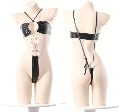 Womens Sexy Lingerie PU Leather SM Super Seductive Sexy slave Drop Wax Whip Sexy Lingerie for Women Black in Saudi Arabia