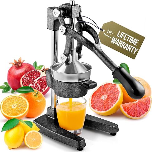 Eurolux Cast Iron Citrus Juicer | Extra-Large Commercial Grade Manual Hand Press | Heavy Duty Countertop Squeezer for Fresh Orange Juice (Bonus Stainless Steel Cup) (Black) in Saudi Arabia