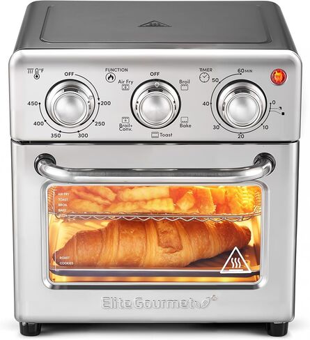 مقلاة هوائية شخصية Elite Gourmet EAF1121، مدمجة، بدون زيت، 1000 وات، 1.1 كيو تي | طباخ صحي ومؤقت وعناصر تحكم في درجة الحرارة - تصميم موفر للمساحة in Kuwait