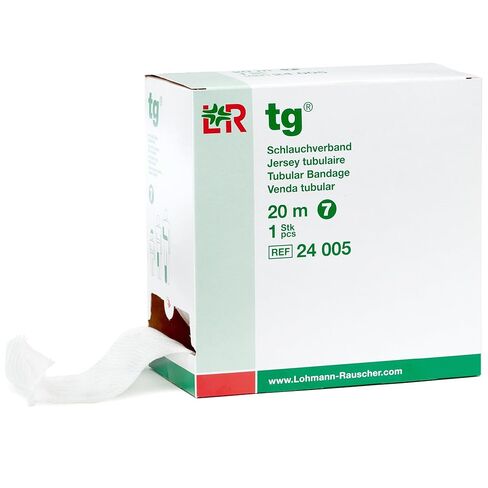 ضمادة أنبوبية من Lohmann & Rauscher tg، لفافة ستوكينيت محبوكة بدون خياطة لضمادات ضغط الوذمة اللمفية، 67% قطن، 33% فيسكوز، مقاس K2، لفة 10 متر in Kuwait