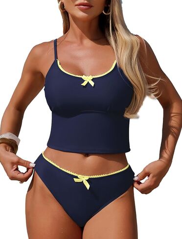 ZAFUL المرأة Tankini المايوه التحكم في البطن عالية قطع القوس ديكور الاستحمام الدعاوى قطعتين بيكيني مجموعات in Saudi Arabia