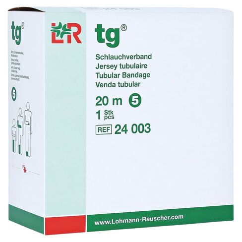 ضمادة أنبوبية من Lohmann & Rauscher tg، لفافة ستوكينيت محبوكة بدون خياطة لضمادات ضغط الوذمة اللمفية، 67% قطن، 33% فيسكوز، مقاس K2، لفة 10 متر in Kuwait
