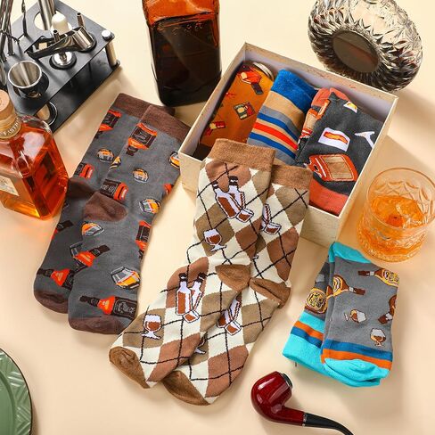 Haysandy 6 Pairs Bourbon Whisky Novelty Socks for Men Women Fun Word Socks Winter Wine Gifts for Whisky Lover Family in Saudi Arabia