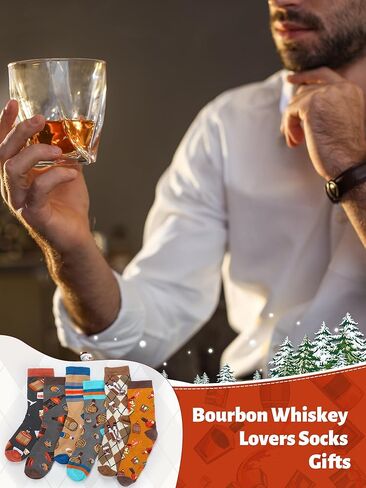 Haysandy 6 Pairs Bourbon Whisky Novelty Socks for Men Women Fun Word Socks Winter Wine Gifts for Whisky Lover Family in Saudi Arabia