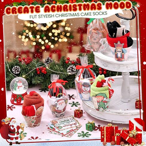 6 Pairs Christmas Cupcake Socks for Women Fuzzy Sock with Gift Box Bow Card Warm Winter Fluffy Sock Xmas Accessory in Saudi Arabia