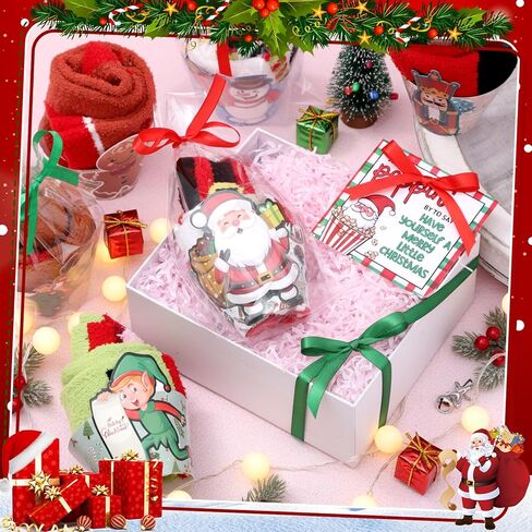 6 Pairs Christmas Cupcake Socks for Women Fuzzy Sock with Gift Box Bow Card Warm Winter Fluffy Sock Xmas Accessory in Saudi Arabia