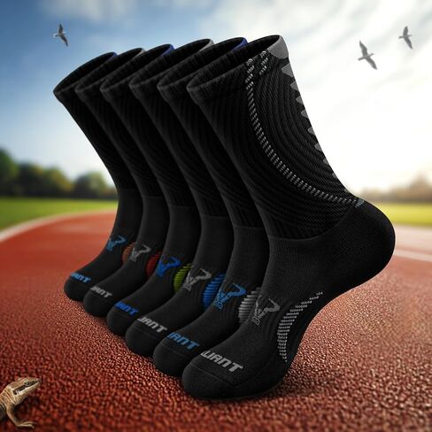 Men Socks,Athletic Compression Crew Socks Cushioned for Men Running Sports Hiking Fishing Arch Support in Saudi Arabia