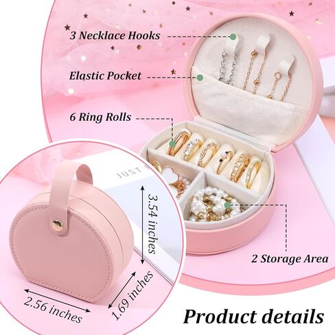 10 Pack Travel Jewelry Case Mini Leather Bridesmaid Jewelry Gift Box Bulk, Half Moon Design, Detachable Handle, Small Earring Storage Organizer for Women Girls Bridesmaid Proposal Gifts(Pink) in Saudi Arabia