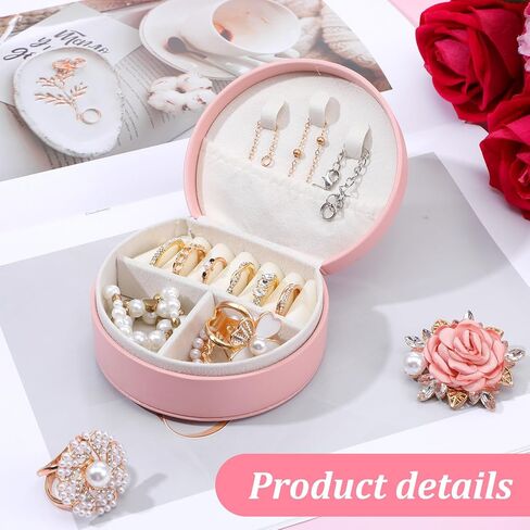 10 Pack Travel Jewelry Case Mini Leather Bridesmaid Jewelry Gift Box Bulk, Half Moon Design, Detachable Handle, Small Earring Storage Organizer for Women Girls Bridesmaid Proposal Gifts(Pink) in Saudi Arabia