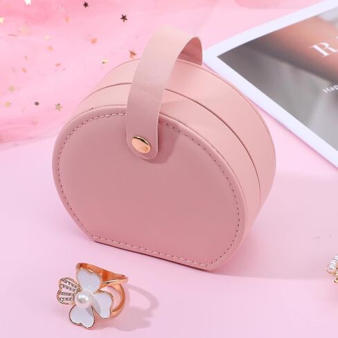 10 Pack Travel Jewelry Case Mini Leather Bridesmaid Jewelry Gift Box Bulk, Half Moon Design, Detachable Handle, Small Earring Storage Organizer for Women Girls Bridesmaid Proposal Gifts(Pink) in Saudi Arabia